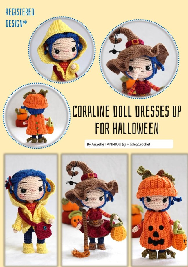 Coraline doll dresses up for halloween: Doll crochet tutorial book cover