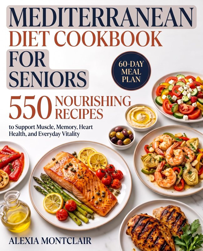Mediterranean Diet Cookbook for Seniors: 550 Nourishing Recipes to Support Muscle, Memory, Heart Health, and Everyday Vitality - Plus a 60-Day Meal Plan book cover