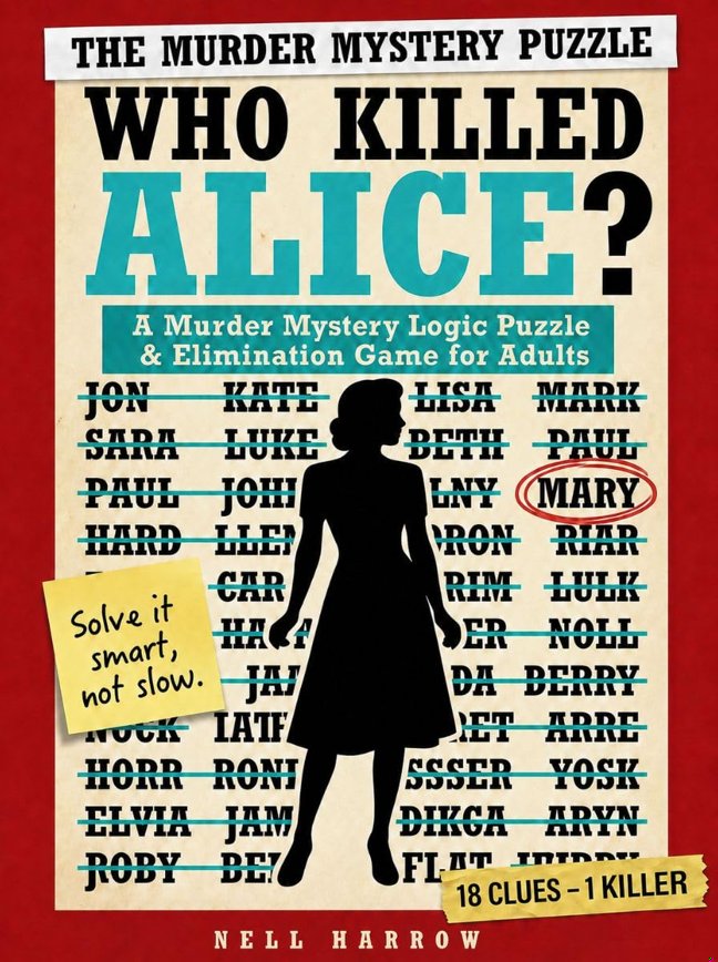 Who Killed Alice?: A Murder Mystery Logic Puzzle & Elimination Game for Adults book cover