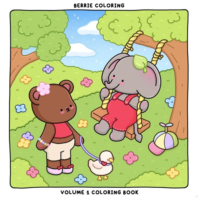 Berrie Coloring Volume 1: Cute and Cozy Coloring Book for Kids & Adults Featuring Easy to Color Animal Illustrations and Adorable Scenes book cover