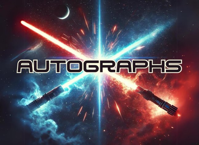 Autograph Book for Boys: Portable Notepad/Scrapbook for Signatures and Photos/Pictures of Theme-Park Characters, Friends, or Celebrities/Stars. Saber Wars Cover. For Kids and Teens. book cover