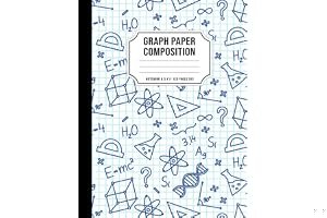 Graph Paper Composition Notebook 8.5 x 11: Quad Ruled 5 squares per inch (5x5) Grid Paper Notebook for Math and Science Stude book cover