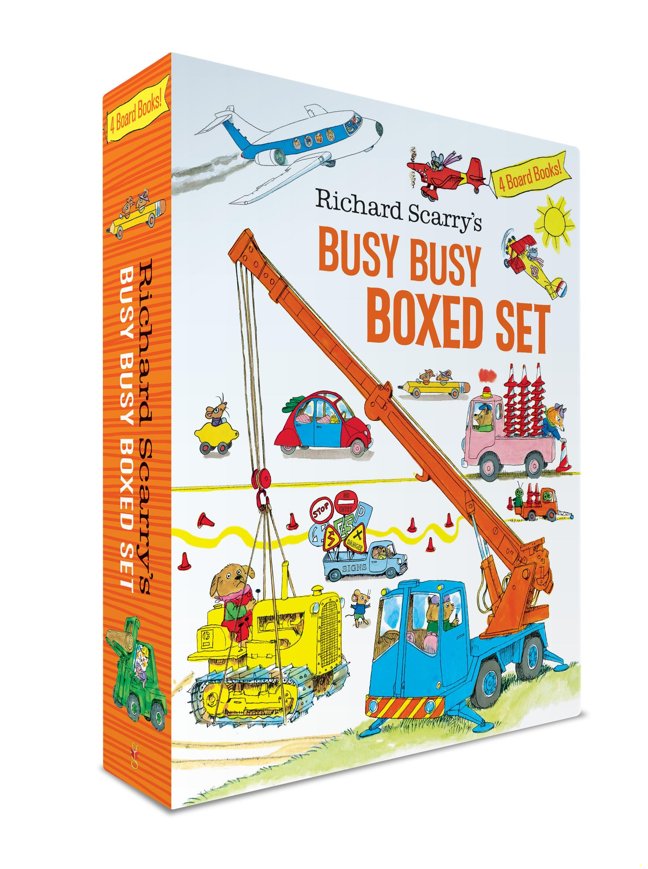 Richard Scarry's Busy Busy Boxed Set: Busy Busy Airport; Busy Busy Cars and Trucks; Busy Busy Construction Site; Busy Busy Farm (Richard Scarry's BUSY BUSY Board Books) book cover