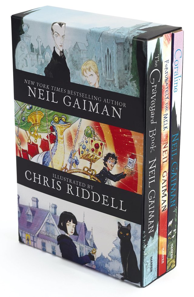 Neil Gaiman/Chris Riddell 3-Book Box Set: Coraline; The Graveyard Book; Fortunately, the Milk book cover
