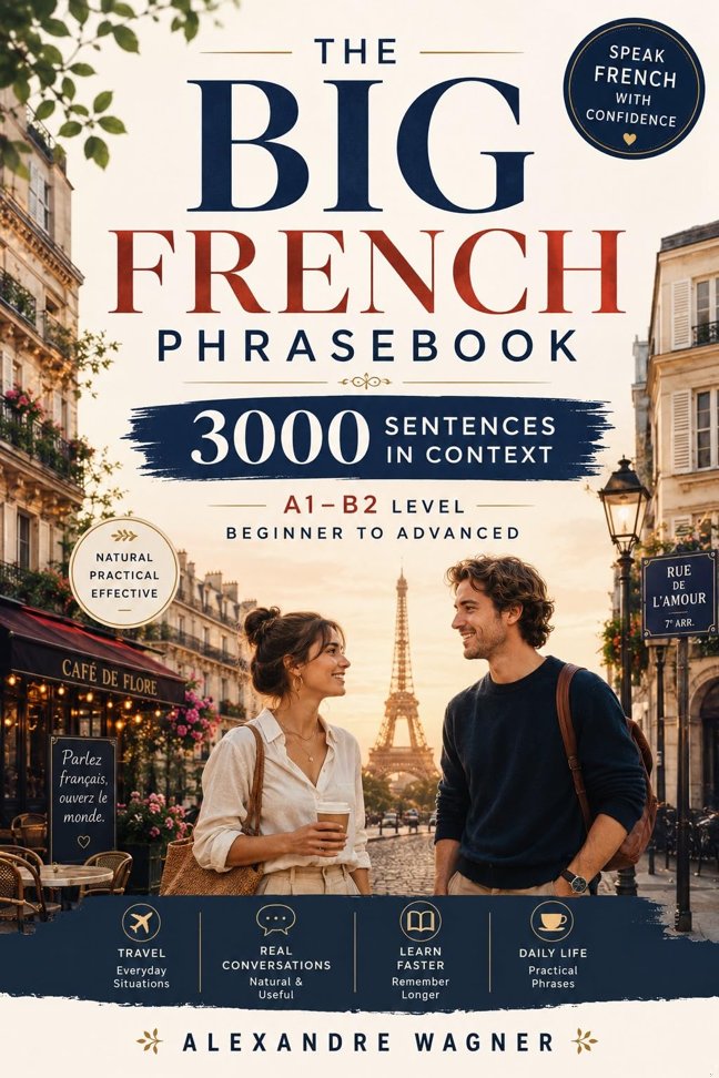 The Big French Phrasebook - 3000 Sentences in Context: A1 - B2 Levels - Vocabulary Builder - For Daily Life and Travel book cover