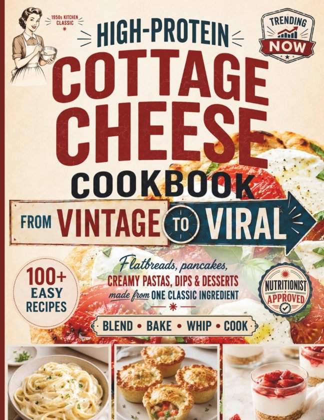 High-Protein Cottage Cheese Cookbook: From Vintage to Viral - 100+ Easy Recipes That Turn the Internet’s Favorite Ingredient into Real Breakfasts, Dinners & Desserts book cover