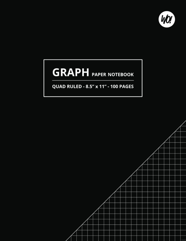 Graph Paper Notebook 8.5 x 11 - Quad Ruled - 100 Pages: Large Composition Grid Exercise Sheets - 4x4 - for School, Students, Math, Sciences, Art & Engineering - Write On! - Black book cover