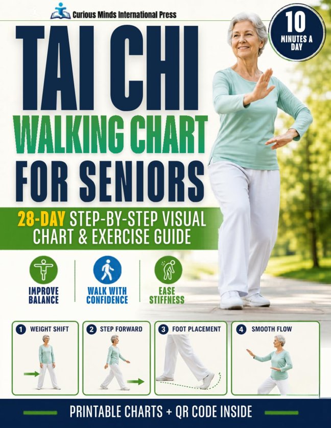 Tai Chi Walking Chart for Seniors: A 28-Day Step-by-Step Guide with Printable Visual Charts and Gentle Exercises to Improve Balance, Ease Stiffness, and Build Walking Confidence in 10 Minutes a Day book cover