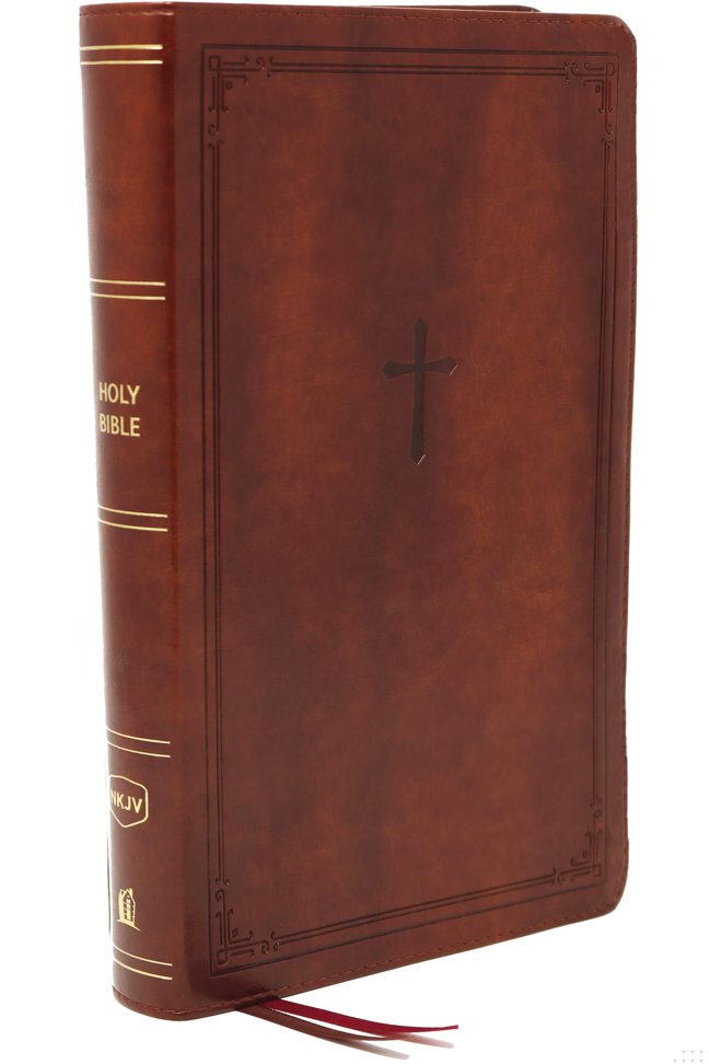 NKJV, End-of-Verse Reference Bible, Personal Size Large Print, Leathersoft, Brown, Red Letter, Comfort Print: Holy Bible, New King James Version book cover