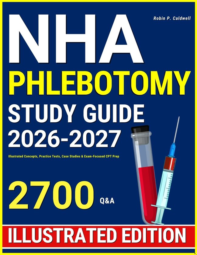 NHA Phlebotomy Study Guide: Illustrated Concepts, Practice Tests, Case Studies & Exam-Focused CPT Prep book cover