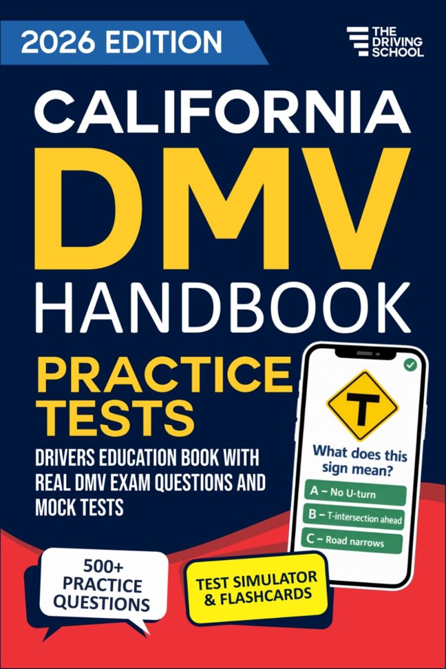 California DMV Handbook: Practice Drivers Test Guide and Drivers Education Book with Real DMV Exam Questions and Mock Tests book cover