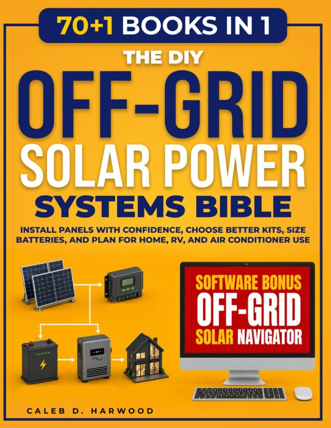 The DIY Off-Grid Solar Power Systems Bible: Install Panels with Confidence, Choose Better Kits, Size Batteries, and Plan for Home, RV, and Air Conditioner Use book cover