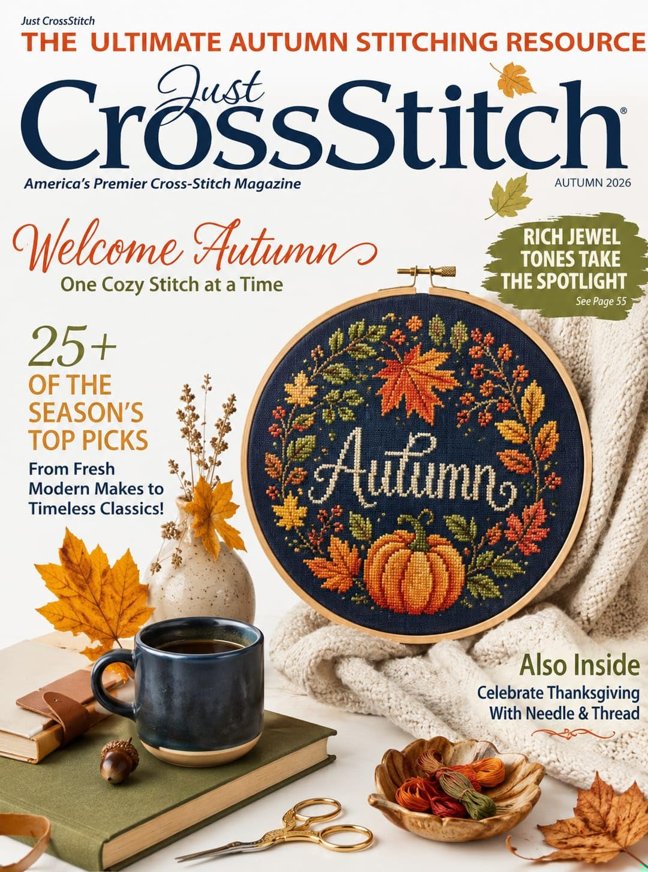 Ultimate Autumn Cross Stitch Resource Featuring Cozy Seasonal Stitching Projects, Modern and Timeless Needlework Patterns, Rich Jewel Tone Inspirations, Thanksgiving Cross Stitch Ideas book cover