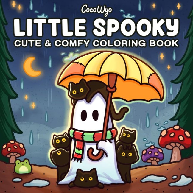Little Spooky: Coloring Book for Adults and Teens Featuring Cute Creepy Creatures in Cozy Hygge Moments for Relaxation book cover