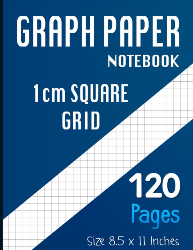 GRAPH PAPER NOTEBOOK 1 CM SQUARE GRID: 1 Square/centimeter. Gray squares Large Size 8.5x11 Inches, 120 Pages. Graph Paper with one line per centimeter on letter-sized paper. Composition Notebook Blank Quad Ruled Student Teacher School Home Office book cover