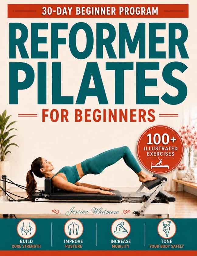 Reformer Pilates For Beginners: A Step-by-Step 30-Day Workout Guide With 100+ Illustrated Exercises to Build Core Strength, Improve Posture and Mobility and Tone Your Body Safely book cover