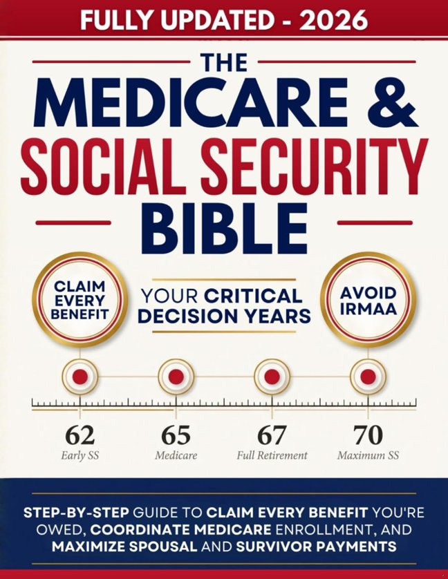 The Medicare and Social Security Bible: Step-by-Step Guide to Claim Every Benefit You're Owed, Coordinate Medicare Enrollment, Avoid IRMAA Penalties, ... Payments — Plus the Fairness Act Changes book cover