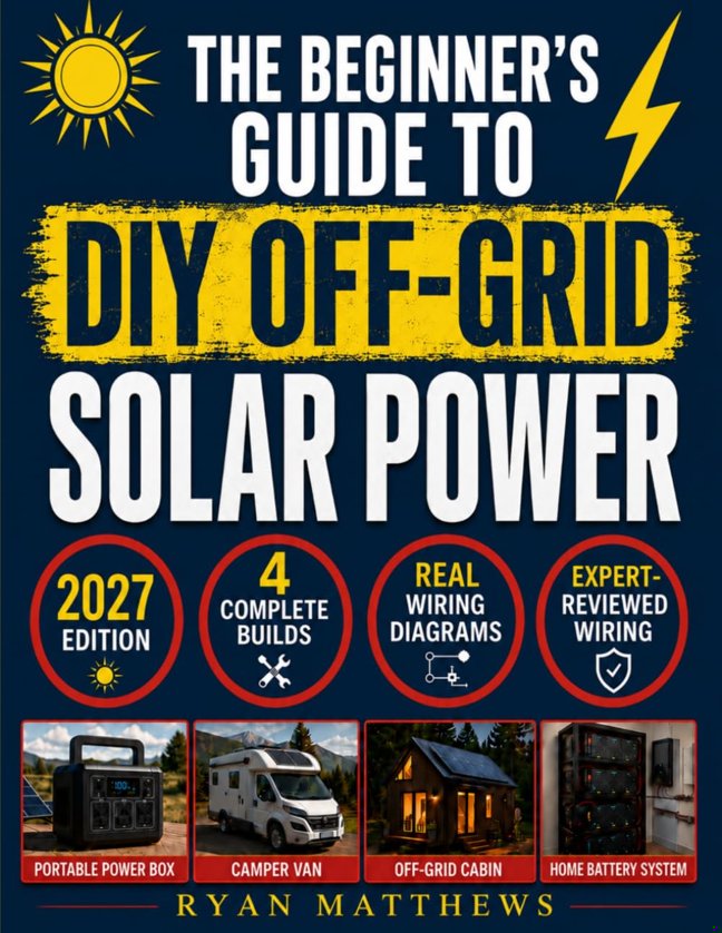The Beginner's Guide to DIY Off-Grid Solar Power: The 7-Step Sizing Plan, Real Wiring Diagrams & 4 Complete Builds: Solar Box, Van/RV, Cabin/Tiny Home, Standalone Blackout Backup - Plus a Boat Bridge book cover