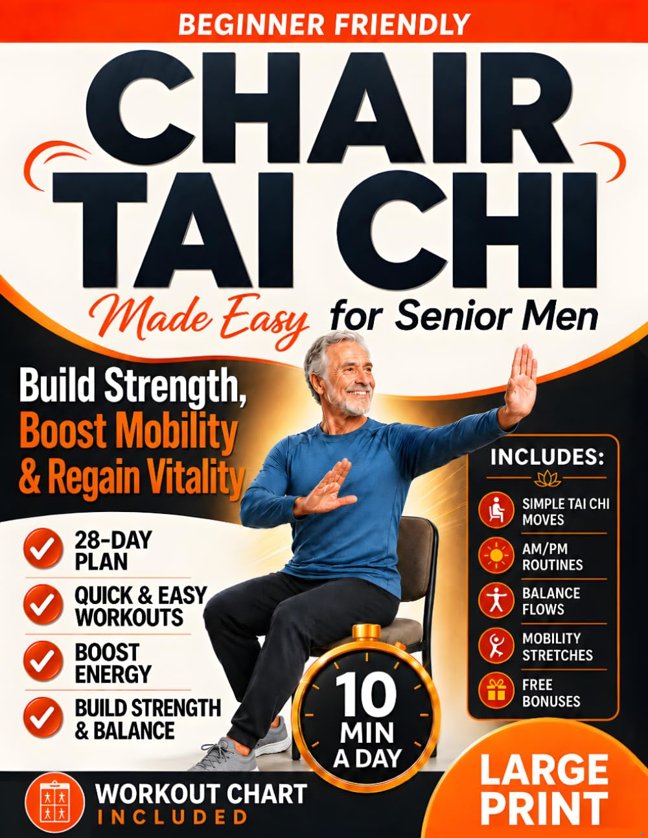 Chair Tai Chi for Senior Men: Gentle 10-Minute Seated Workouts to Rebuild Strength, Balance and Energy, Ease Stiff Joints, and Stay Steady, Independent and Active After 60 book cover