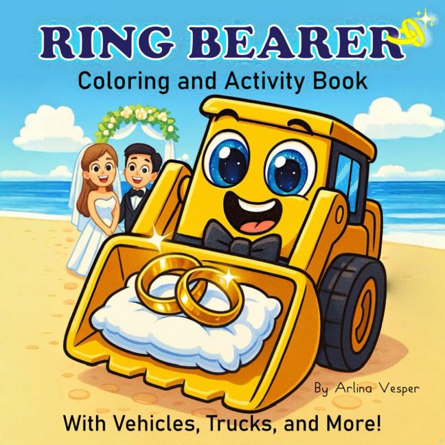 Ring Bearer Coloring and Activity Book with Vehicles, Trucks, and More!: A Fun Wedding Gift for Boys book cover