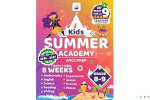 Kids Summer Academy by ArgoPrep - Grades 8-9: 8 Weeks of Math, Reading, Science, Writing, Logic, Fitness and Yoga | Online Ac book cover