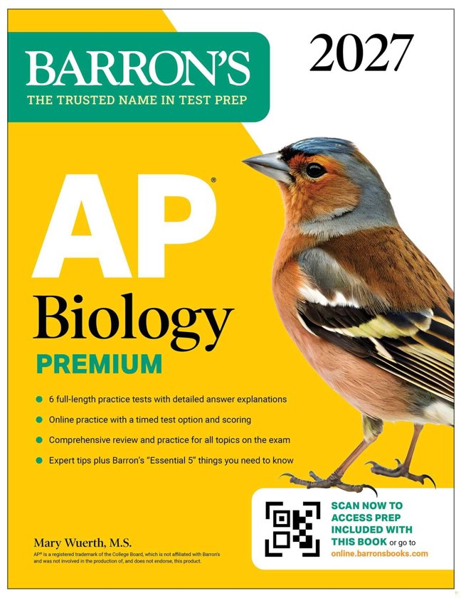 AP Biology Premium, 2027: Prep Book with 6 Practice Tests + Comprehensive Review + Online Practice (Barron's AP Prep) book cover