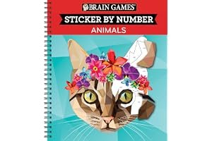 Brain Games - Sticker by Number: Animals (Geometric Stickers) book cover