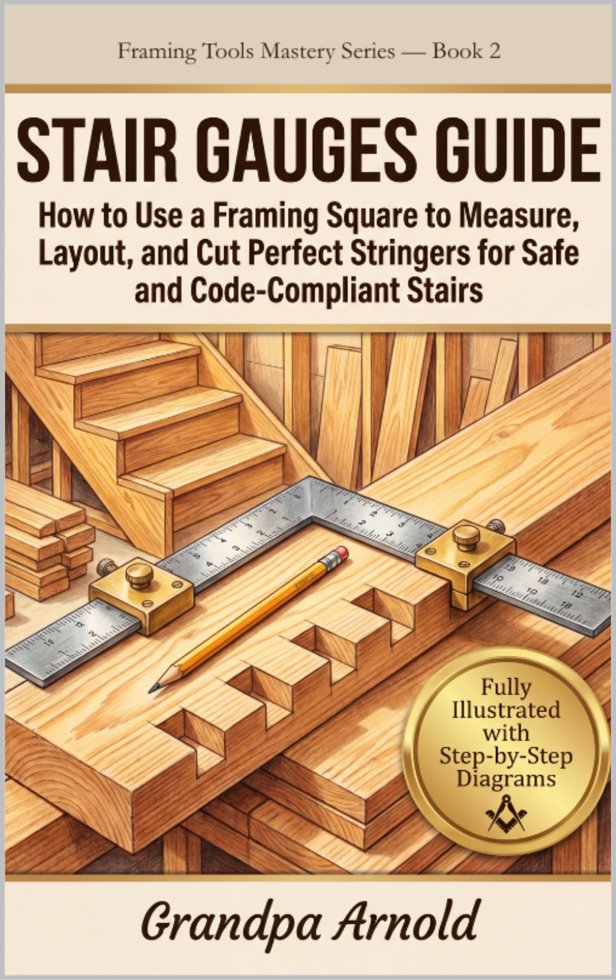 STAIR GAUGES GUIDE: How to Use a Framing Square to Measure, Layout, and Cut Perfect Stringers for Safe and Code-Compliant Stairs (Framing Tools Mastery Series Book 2) book cover