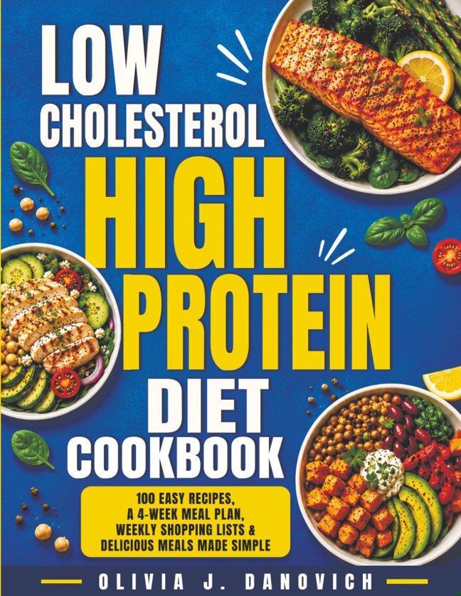 Low-Cholesterol High-Protein Diet Cookbook: 100 Easy Recipes, a 4-Week Meal Plan, Weekly Shopping Lists & Delicious Meals Made Simple book cover