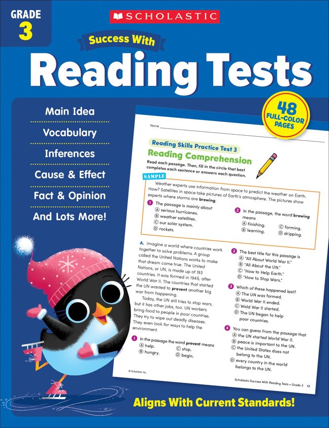Scholastic Success with Reading Tests Grade 3 Workbook book cover