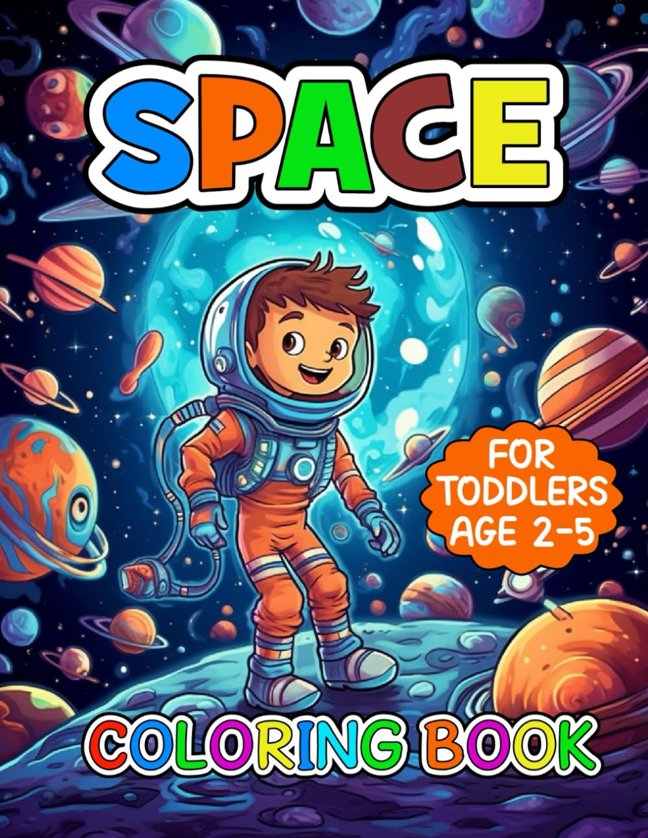 Space Coloring Book For Toddlers Age 2-5: 30 Fun and Simple Galactic Designs for Toddlers and Kids book cover
