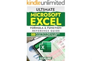 Ultimate Microsoft Excel Formula & Function Reference Guide: 500+ Practical Tips for Beginners to Experts including AI prompt book cover