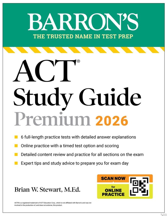ACT Study Guide Premium, 2026: 6 Practice Tests + Comprehensive Review + Online Practice for the New Enhanced ACT (Barron's ACT Prep) book cover
