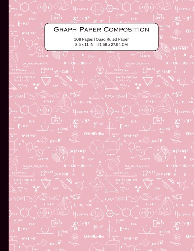 Graph Paper Composition Notebook | Quad Ruled | Engineering | Grid | 8.5 x 11 | Math | Large | Journal | College | Squares | Pink Pattern Aesthetic | ... | House Plans | Durable | Subtle Gray Lines book cover