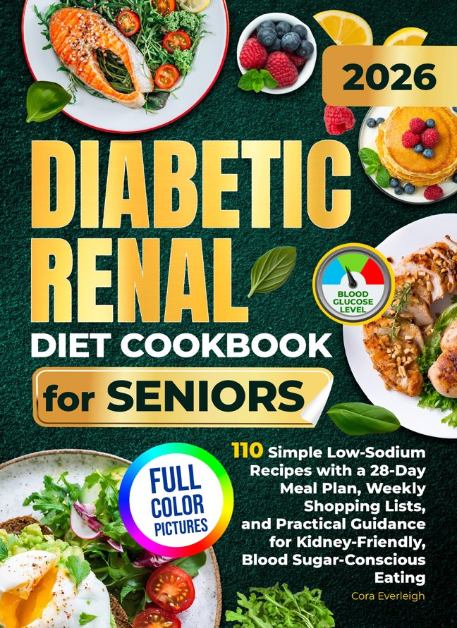 Diabetic Renal Diet Cookbook for Seniors: 110 Simple Low-Sodium Recipes with a 28-Day Meal Plan, Weekly Shopping Lists, and Practical Guidance for Kidney-Friendly, Blood Sugar-Conscious Eating book cover