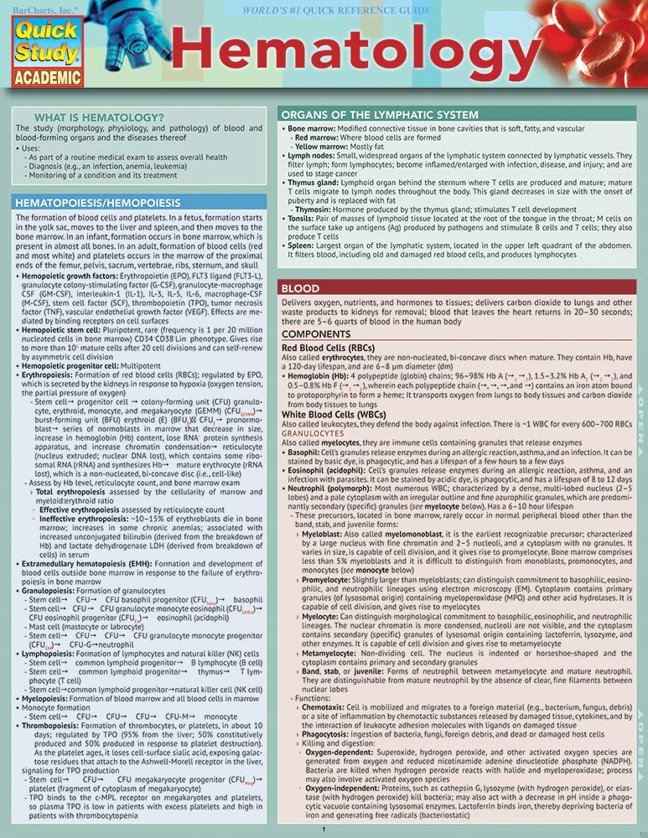 Hematology: a QuickStudy Laminated Reference Guide (Quick Study Academic) book cover