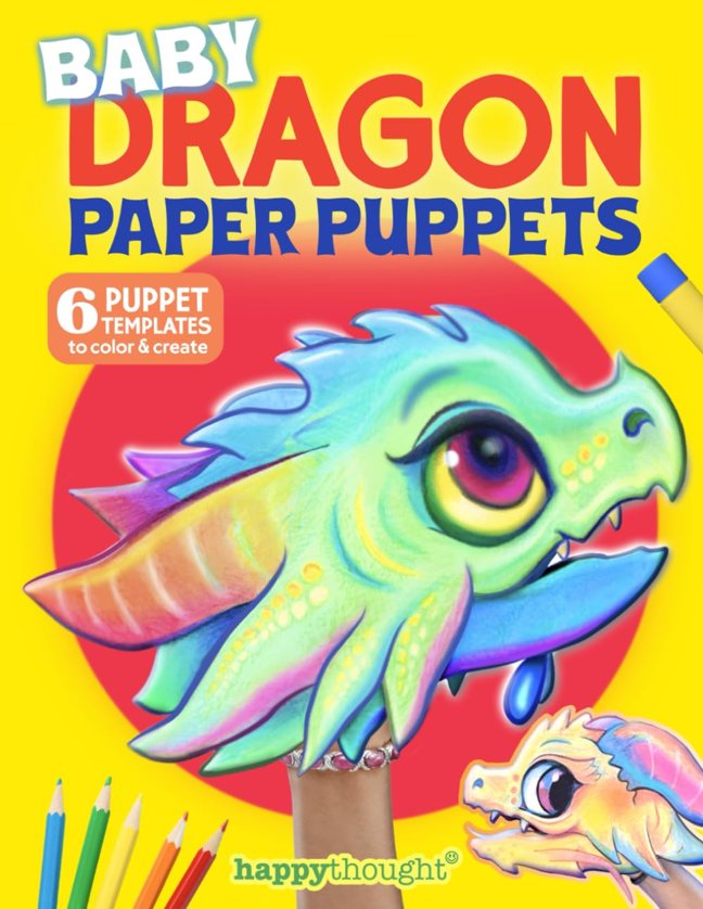 Baby Dragon Paper Puppets: 6 puppet templates to color and create (Happythought craft workbooks) book cover