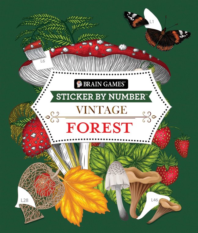 Brain Games - Sticker by Number - Vintage: Forest (28 Images to Sticker) book cover