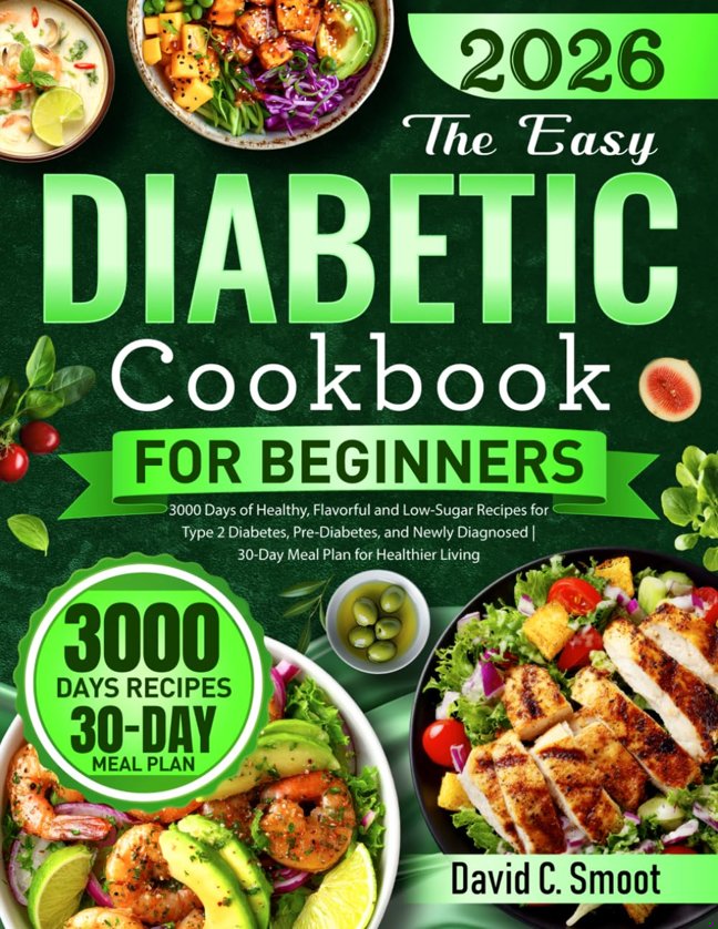 The Easy Diabetic Cookbook for Beginners: 3000 Days of Healthy, Flavorful and Low-Sugar Recipes for Type 2 Diabetes, Pre-Diabetes, and Newly Diagnosed | 30-Day Meal Plan for Healthier Living book cover