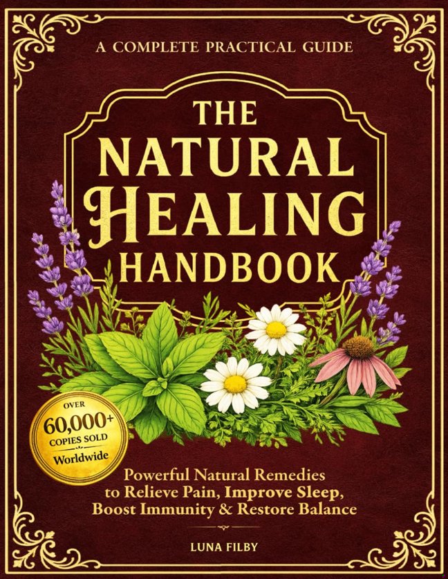 The Natural Healing Handbook: Powerful Natural Remedies to Relieve Pain, Improve Sleep, Boost Immunity & Restore Balance - Using Healing Herbs & Everyday Ingredients (Full Color Edition) book cover
