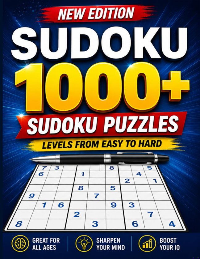 1000+ Sudoku Puzzles for Adults: A Book With More Than 1000 Sudoku Puzzles from Easy to Hard for adults. book cover