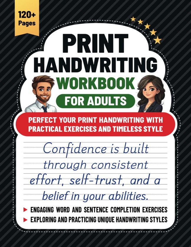 Print Handwriting Workbook for Adults: Perfect Your Print Handwriting With Practical Exercises and Timeless Style book cover