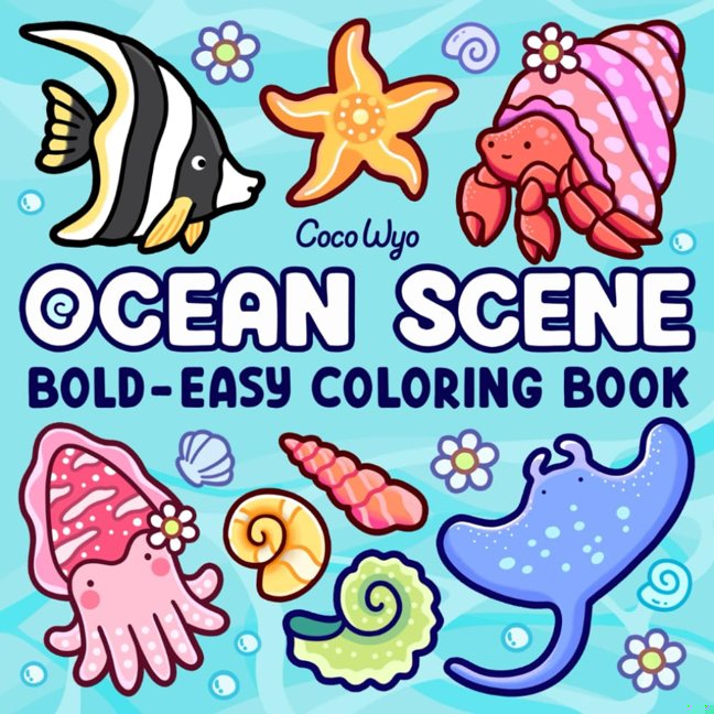 Ocean Scene: Coloring Book for Adults and Kids, Bold and Easy Designs for Relaxation with Sea Life (Bold & Easy Coloring) book cover