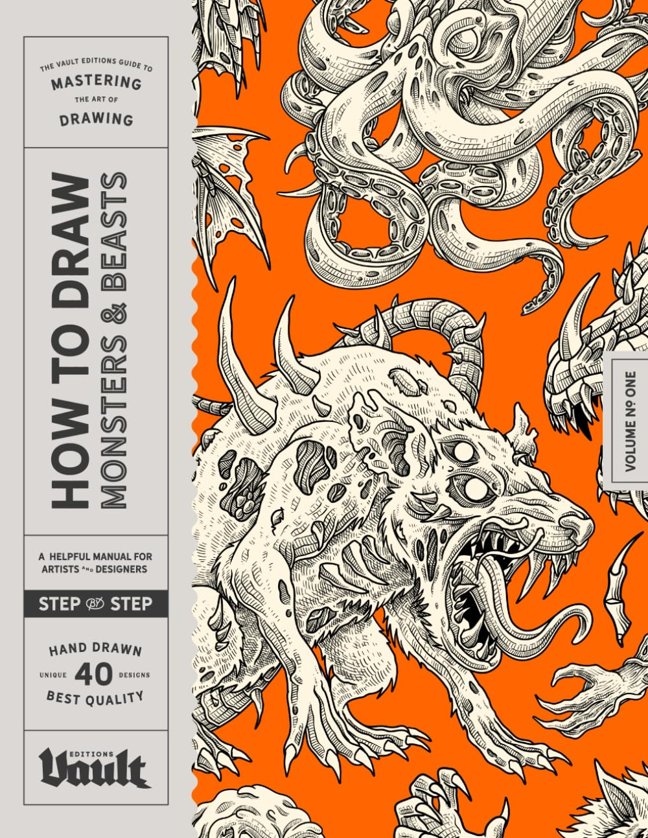 How to Draw Monsters & Beasts: A Step-by-Step Guide to Drawing Monsters & Fantasy Creatures for Beginners (How to Draw series by Vault Editions) book cover