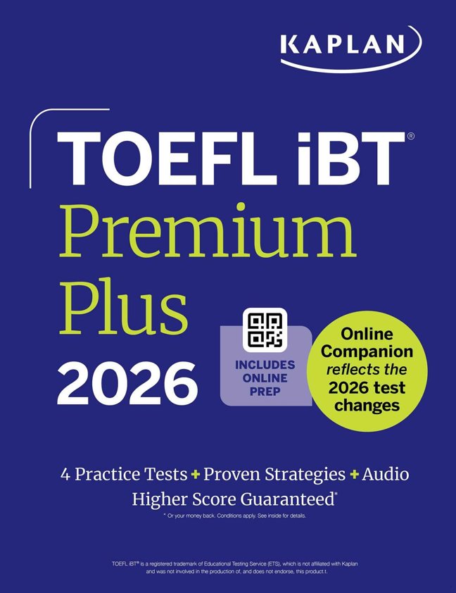 TOEFL iBT Premium Plus 2026 (Kaplan Test Prep) book cover
