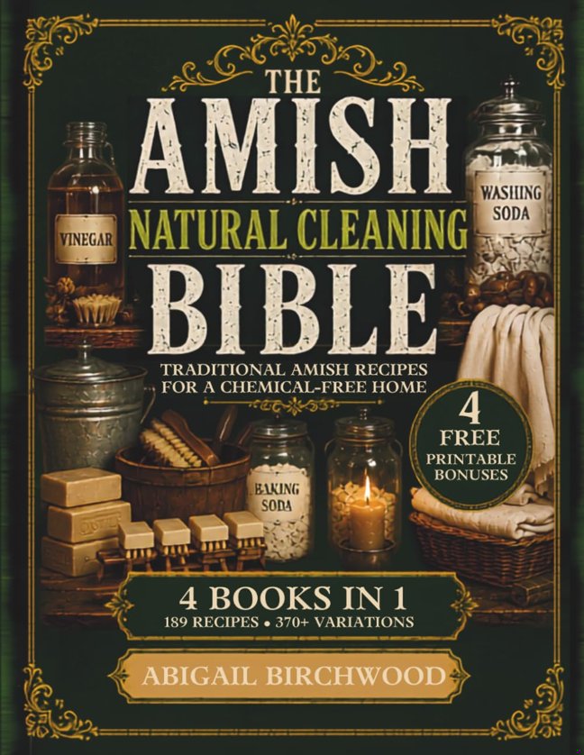 The Amish Natural Cleaning Bible: 189 Homemade Recipes & 370+ Variations for Natural Cleaners, Laundry Soap, Traditional Lye Soap and Beeswax Candles ... [4 BOOKS in 1] (The Amish Homestead Series) book cover