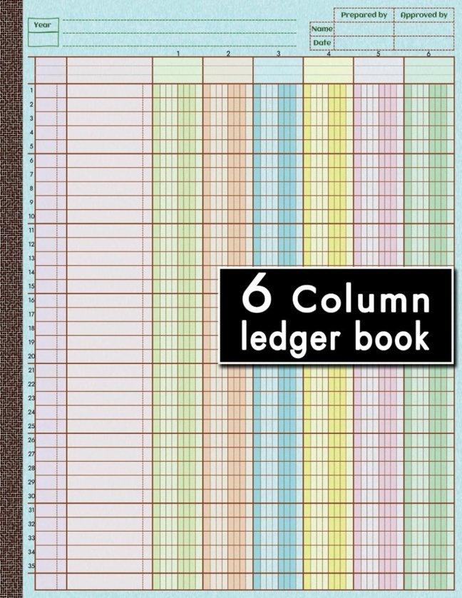 6 Column Ledger Book: Colorful 6 Column Accounting Ledger Book for Small Businesses | Columnar Pad Notebook for Bookkeeping | Six Columns Analysis Account Book | 8.5x11 Inches, 80 Pages book cover