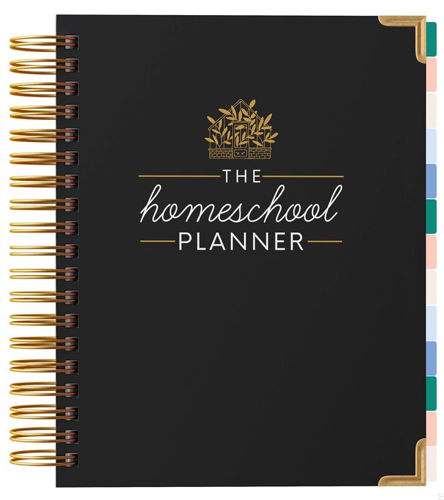 The Homeschool Planner: Beautiful and Undated with Monthly Tabs | To Do List, Goals, Meal Planning & Academic Tools | Homeschooling, Distance Learning & Family Organizer | Gold Spiral book cover