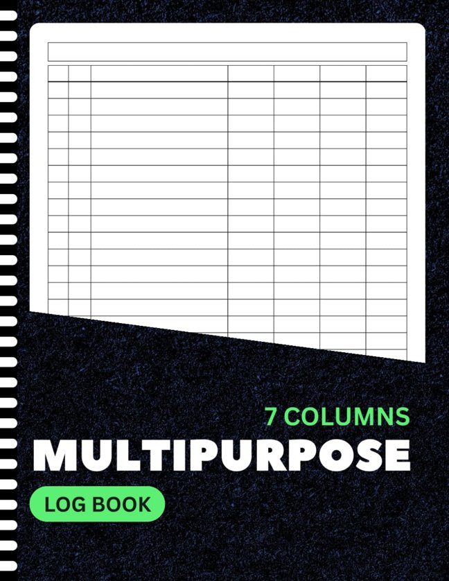 Multipurpose Log Book: Large Customizable Log with 7 Blank Columns to Track Daily Tasks, Inventory, Mileage, Orders, Income, Expenses, or Visitor Records | 8.5x11 Inches | 100+ Pages book cover