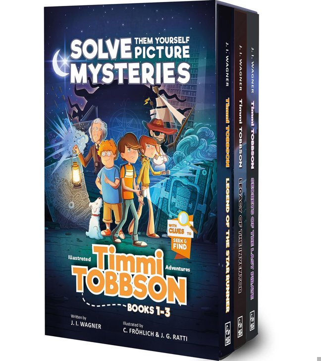 Timmi Tobbson Big Boxed Set: Solve-Them-Yourself Picture Mystery Adventures for Boys and Girls aged 8-12 (Books 1-3) book cover